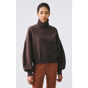 AGOLDE Balloon Sleeve Turtleneck Sweatshirt in Moon Drop Purple Size Medium